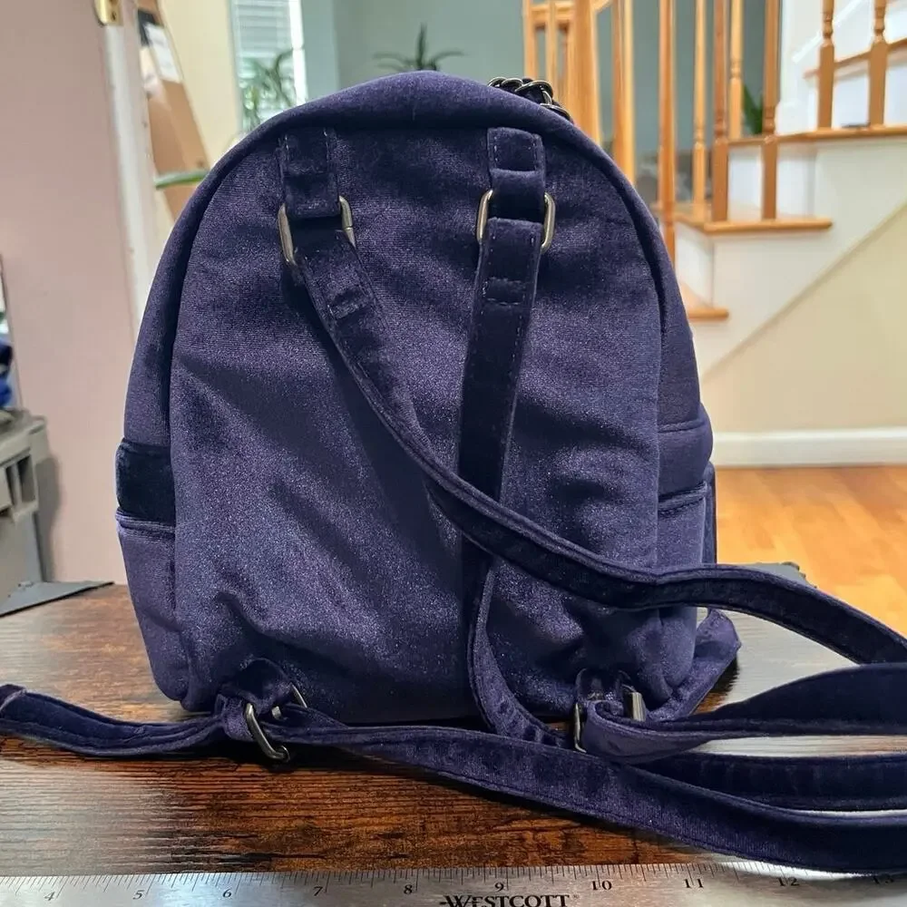 Neiman Marcus Royal Purple Blue Velvet Adjustable Shoulder Strap Mini Backpack